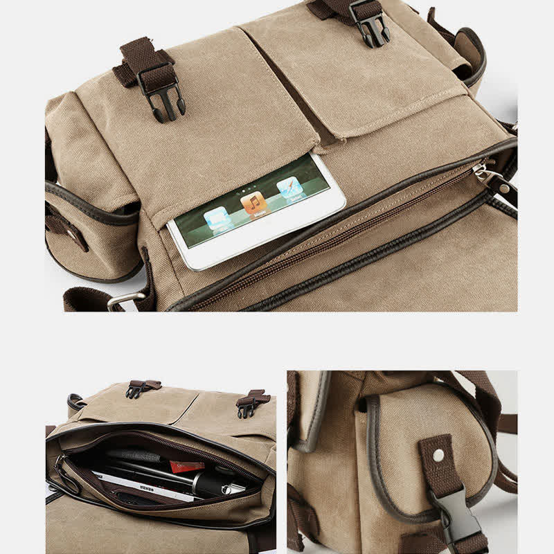 Canvas Messenger Bag Vintage Crossbody Schultertasche Laptoptasche Aktentasche