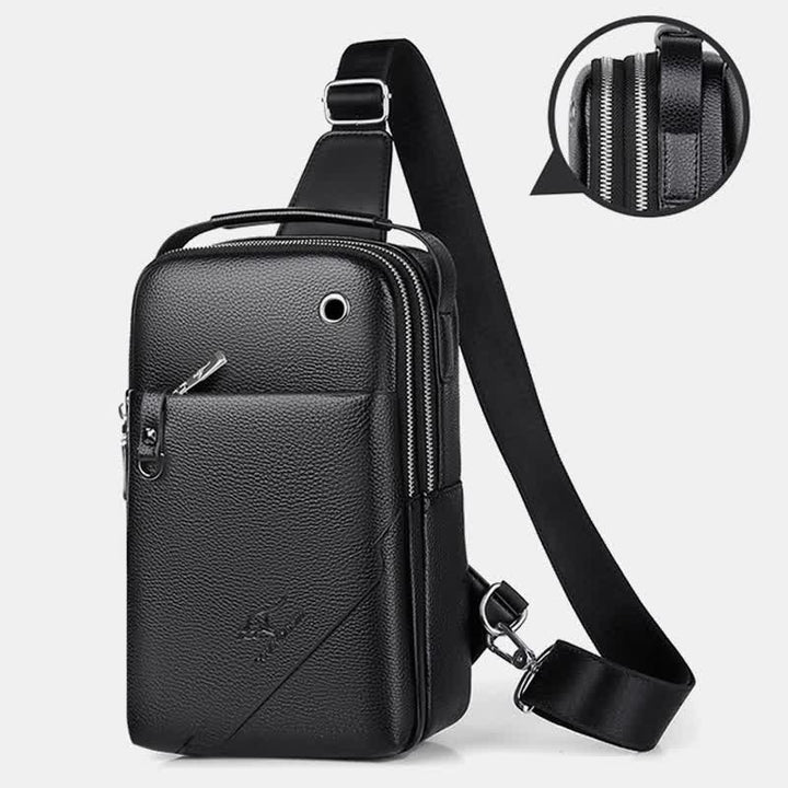 Herren Leder Sling Rucksack Brust Crossbody Schultertasche für Reisen Wandern