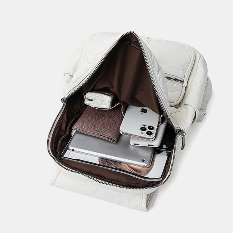 Weicher Leder-Reiserucksack, kleiner, wasserdichter, lässiger Tagesrucksack für Damen