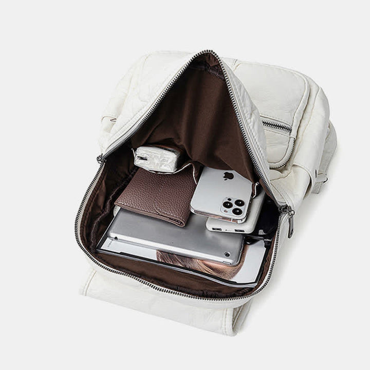 Weicher Leder-Reiserucksack, kleiner, wasserdichter, lässiger Tagesrucksack für Damen