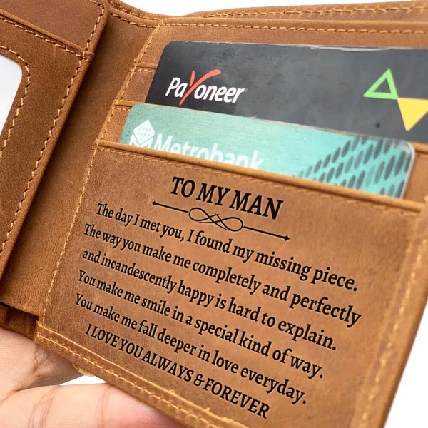 Dünne Brieftasche für die Familie, mit Laser-Inschrift, Leder, Geldbörse, Geschenk