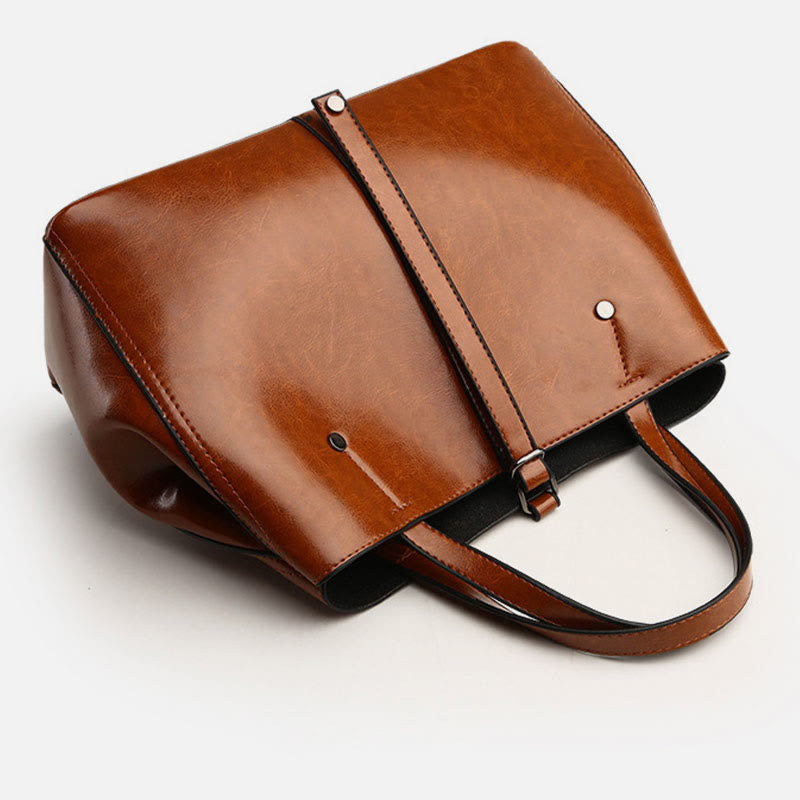Minimalistische Tote Pure Color Leder Umhängetasche für Damen - image 13