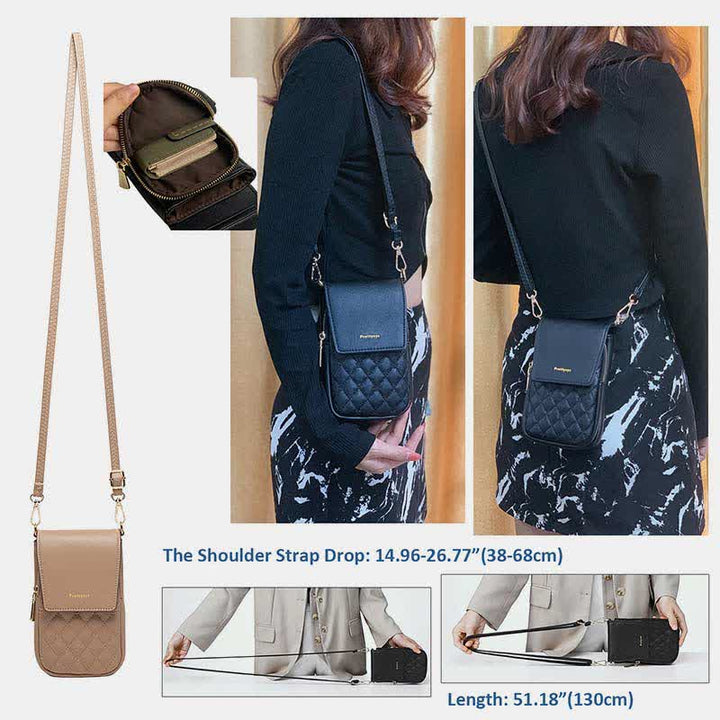 Kleine Umhängetasche für Damen, Handy-Geldbörse, Brieftasche aus Leder, Schultertasche