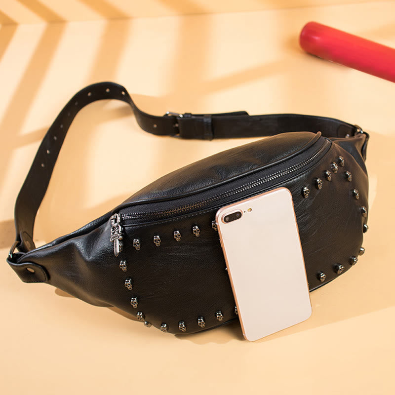 Gürteltasche für Damen und Herren, große Gürteltasche mit Totenkopf-Dekor