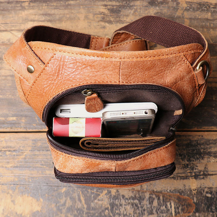 Gürteltasche für Herren aus Leder für Outdoor-Sportarten, multifunktionale Telefontasche