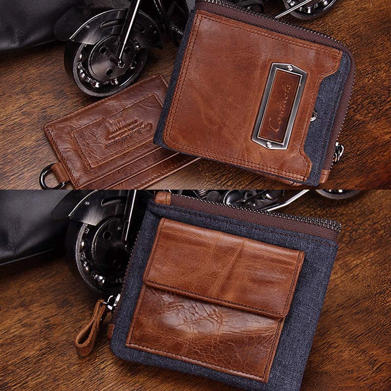 Vintage Leder Geldbörse Super geräumige bifold Kurze Geldbörse für Männer