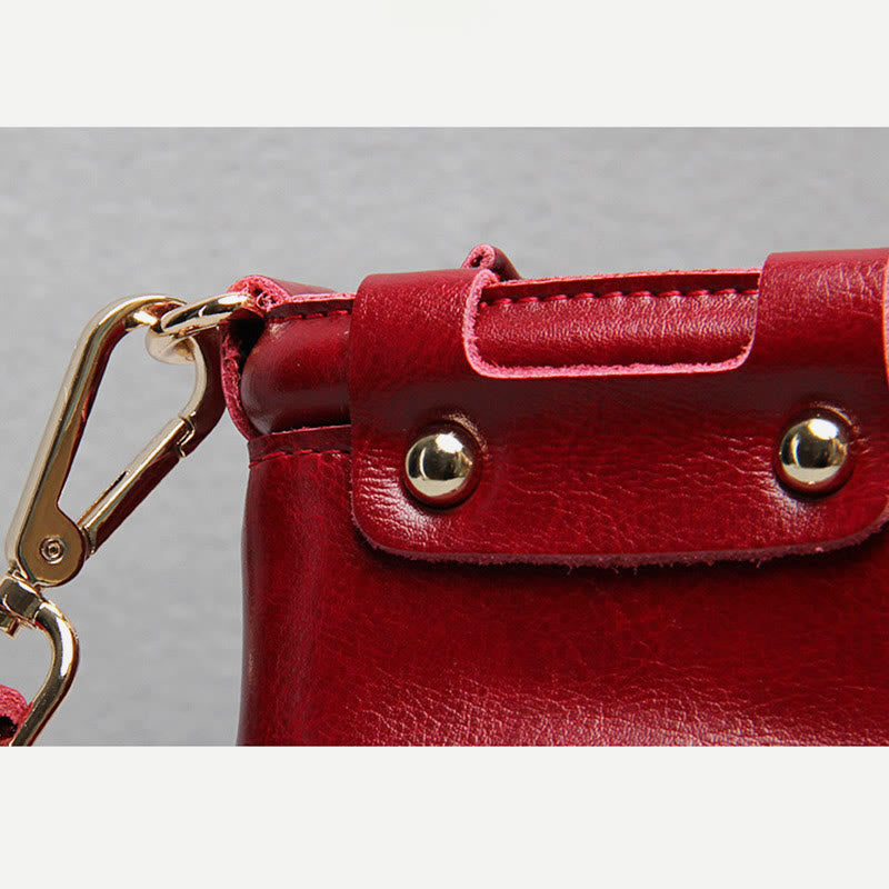 Top-Griff-Tasche für Damen, genietete Umhängetasche aus Rindsleder