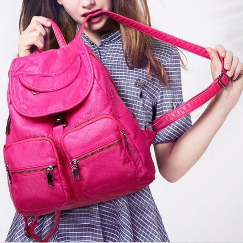 Weicher Leder-Reiserucksack, kleiner, wasserdichter, lässiger Tagesrucksack für Damen