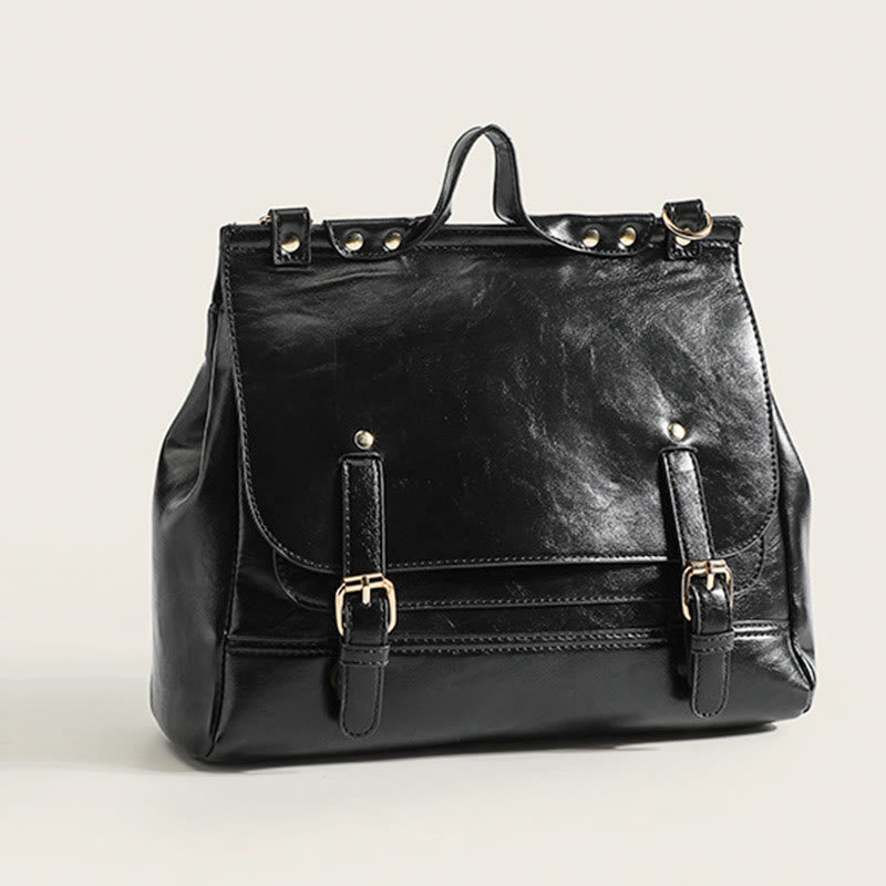 Rucksack für Damen, Vintage, Ölwachsleder, multifunktionale Umhängetasche