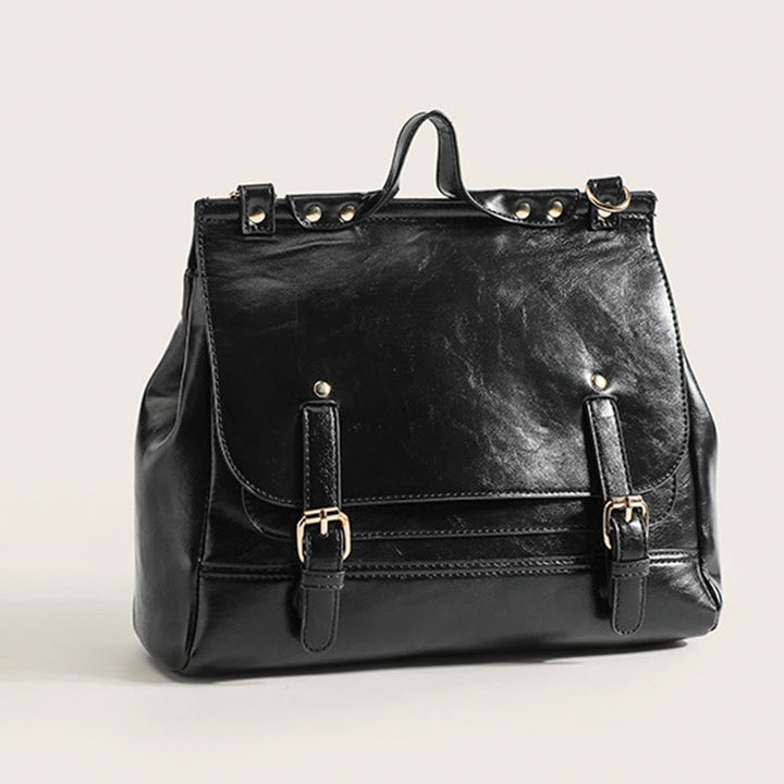 Rucksack für Damen, Vintage, Ölwachsleder, multifunktionale Umhängetasche
