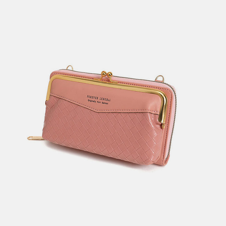 Kleine Umhängetasche Geldbörse Handytasche Damen Mini gewebtes Leder Schultertasche
