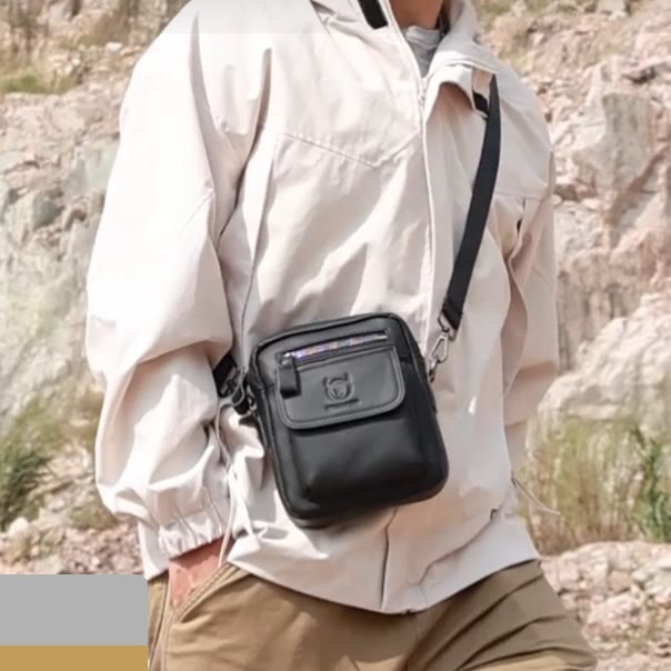 Umhängetasche aus echtem Leder für Herren, Messenger Bag, Schultertasche