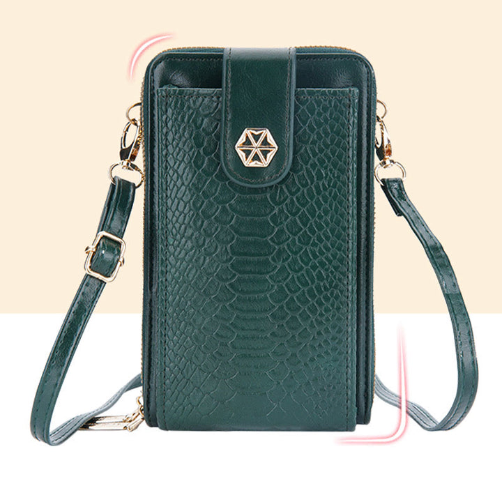 Solide Schlangenhaut-Grain-Telefontasche für Frauen Elegante Crossbody-Geldbörse