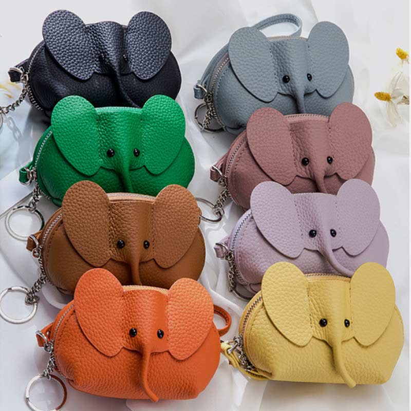 Damen Kleine Geldbörse Elefant Leder Geldbörse Wechselgeldbeutel Armband