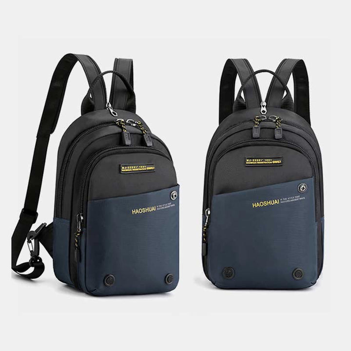 Schultertasche für Herren, lässig, wasserdicht, verstellbare Reißverschlussgurte, Rucksack