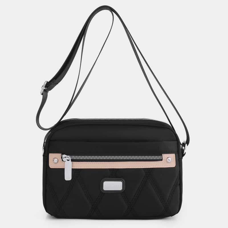 Wasserdichte Umhängetasche für Damen, Doppelreißverschluss, Nylon, Handtasche, Schultertasche