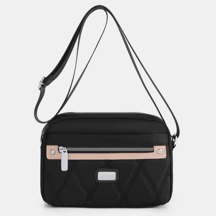 Wasserdichte Umhängetasche für Damen, Doppelreißverschluss, Nylon, Handtasche, Schultertasche