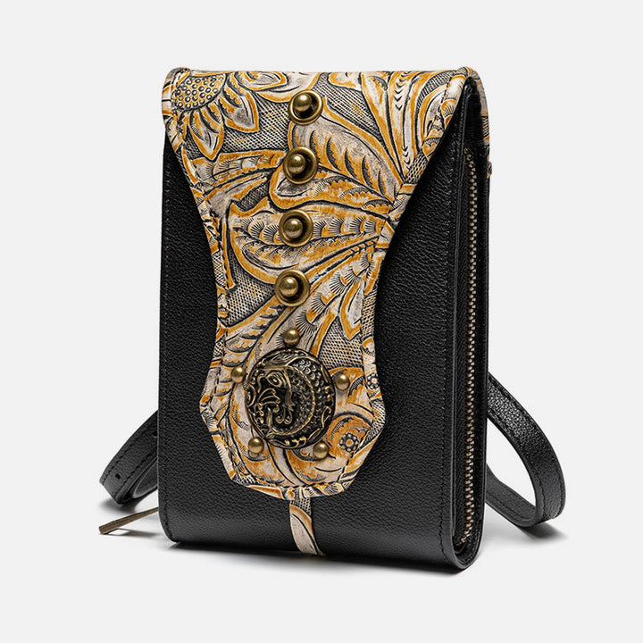 Vintage Handytasche für Damen Nieten Gürteltasche Umhängetasche