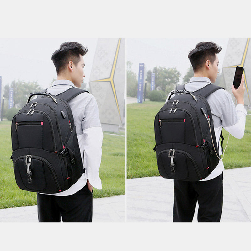 Extragroßer Business-Laptop-Rucksack mit mehreren Taschen und USB-Ladegerät
