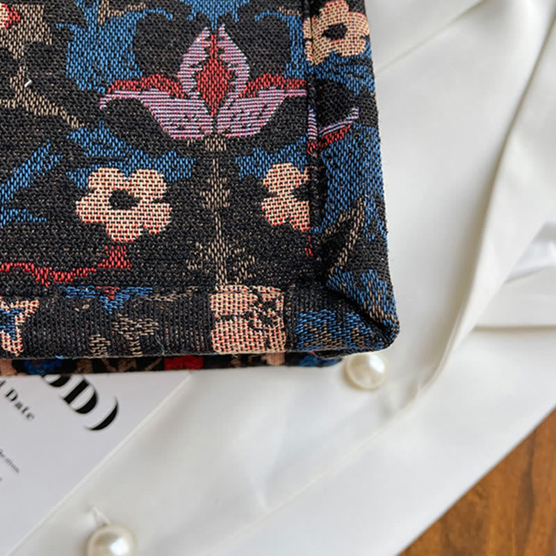 Einkaufstasche für Damen, einfache Retro-Handtasche mit großer Kapazität und Blumenmotiv