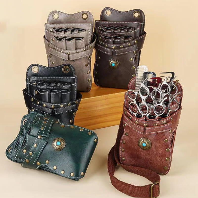 Nieten-Gürteltasche für Friseursalon, einfarbig, Scheren-Set