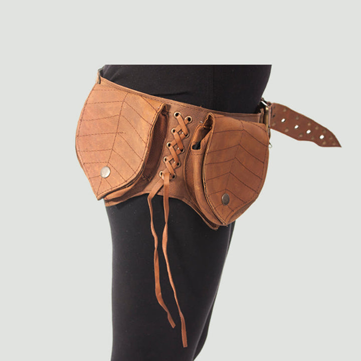 Gürteltasche für Damen, Vintage, mittelalterlich, mit genietetem Gürtel