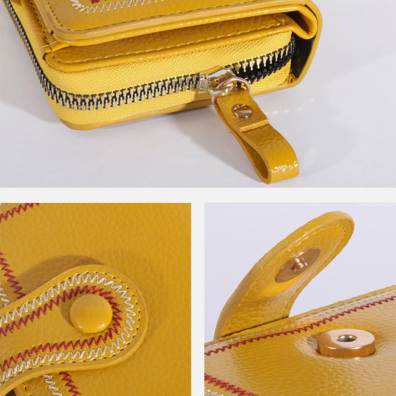 Süße kleine Geldbörse für Mädchen, kurzer Retro-Kartenhalter mit Reißverschluss