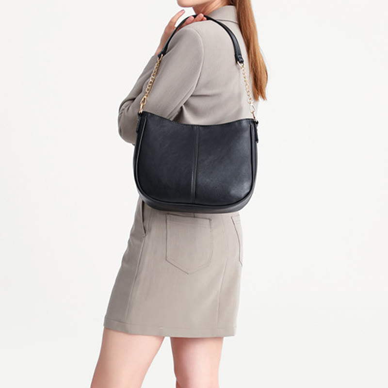 Umhängetasche für Damen mit doppeltem Riemen, elegante Tasche aus PU-Leder