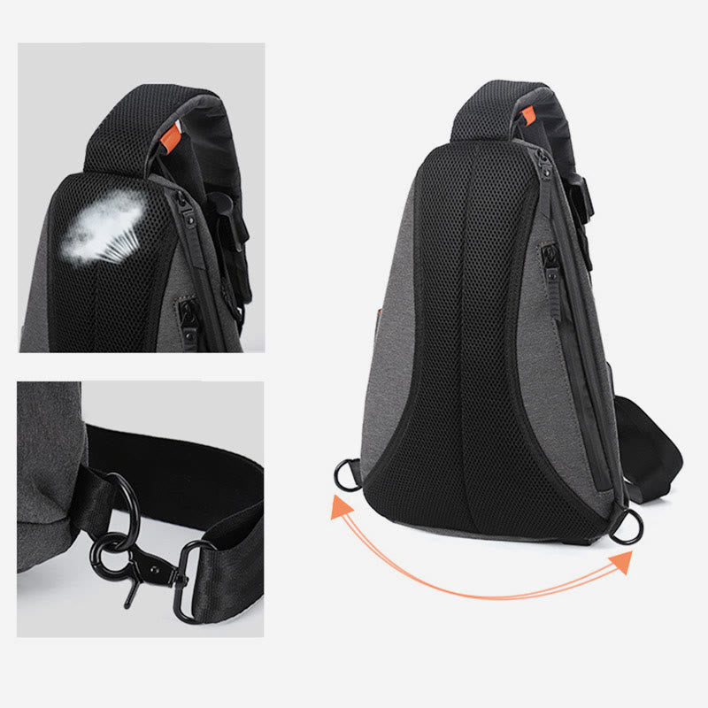 Schultertasche für Herren, lässig, multifunktional, Brusttasche mit großem Fassungsvermögen