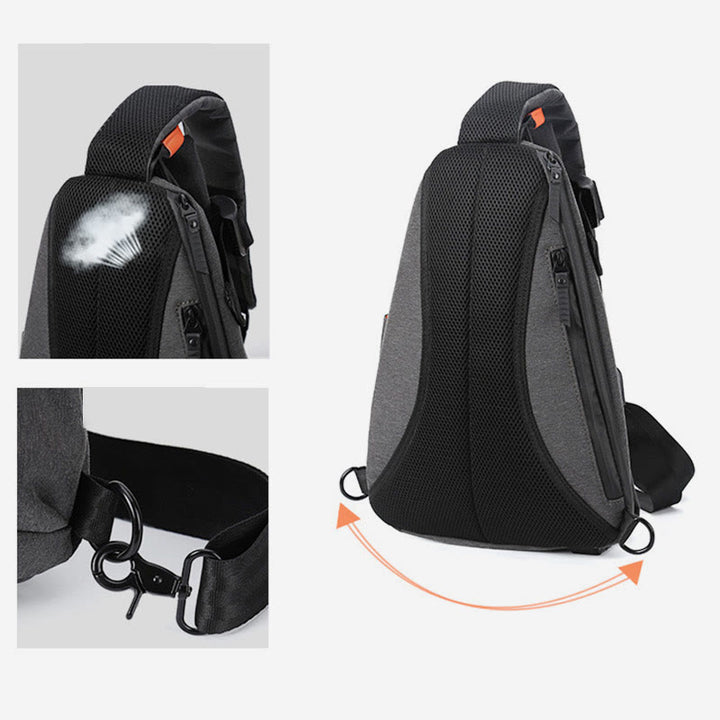 Schultertasche für Herren, lässig, multifunktional, Brusttasche mit großem Fassungsvermögen