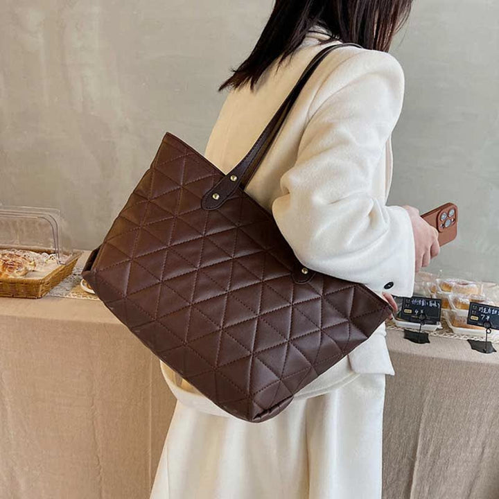 Große Kapazität Tragetaschen Gesteppte Leder Schultertasche Damen Handtasche