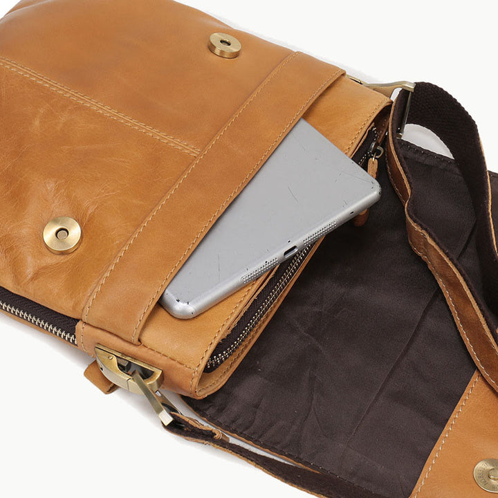 Minimalistische vertikale Umhängetasche für Herren, Clamshell, große Umhängetasche