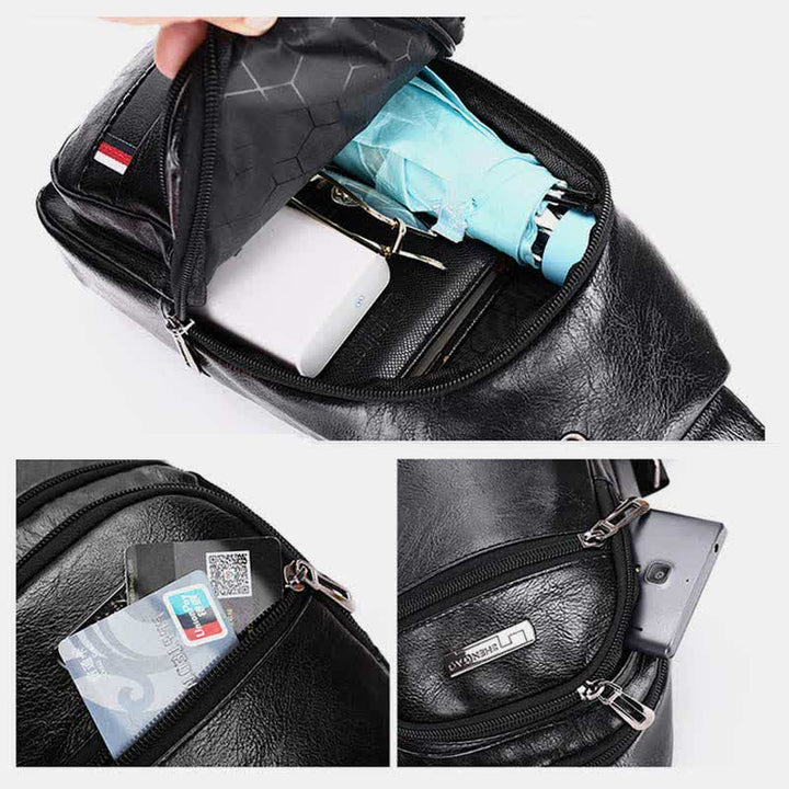 Leder-Umhängetasche für Herren, für Outdoor-Reisen, Brusttasche, Tagesrucksack