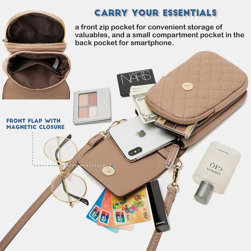 Kleine Umhängetasche für Damen, Handy-Geldbörse, Brieftasche aus Leder, Schultertasche
