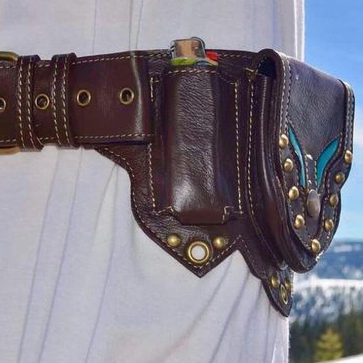 Gürteltasche für den täglichen Retro-Mittelalter-Punk-Leder-Gürteltasche