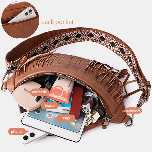 Kunstleder Quaste Gürteltasche Brusttasche für Damen