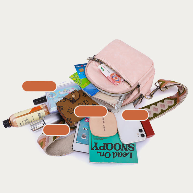 Schultertasche für Damen, breite Riemen, Retro-Umhängetasche aus Leder