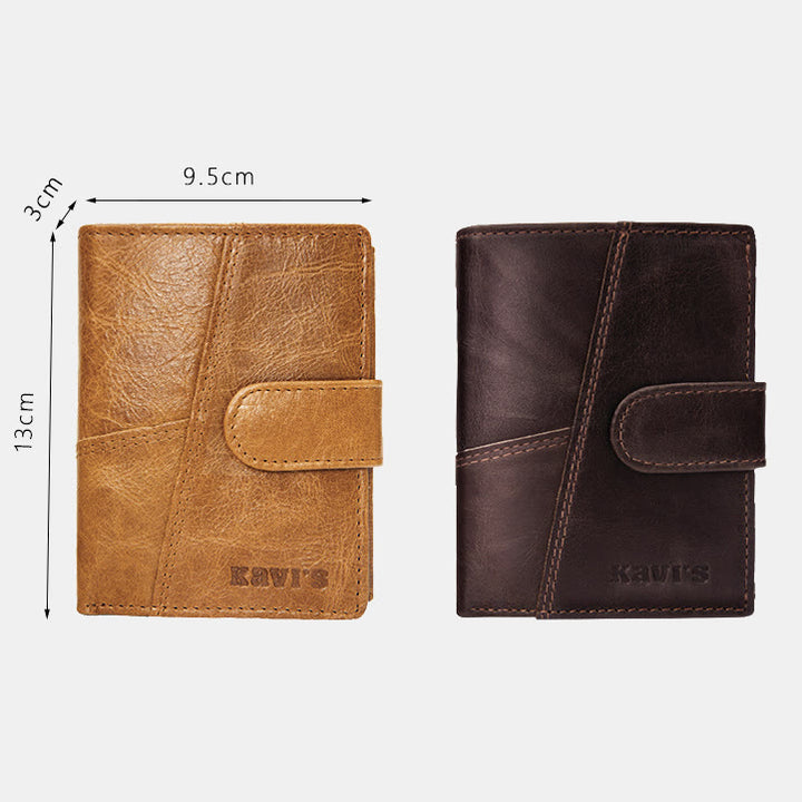 Retro Splicing Lange Schlanke Geldbörse Echtes Leder Dreifach gefaltete Brieftasche