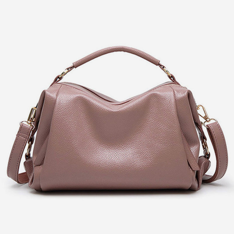 Damen Umhängetasche, elegante Handtasche mit großem Fassungsvermögen, veganes Leder, Boston-Tasche