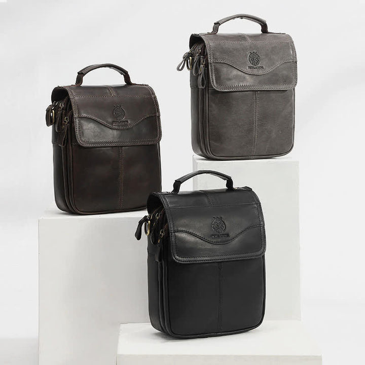 Echtes Leder Messenger Schultertasche für Männer Multi-Pocket Kleine Handtasche