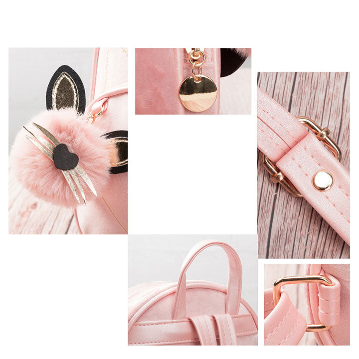 Mini-Rucksack mit aufgesticktem Katzenmuster