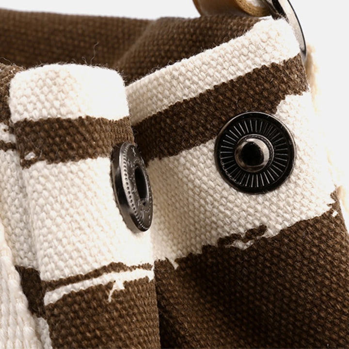 Lässige Einkaufstasche für Damen, gestreifte Canvas-Tasche für den täglichen Gebrauch