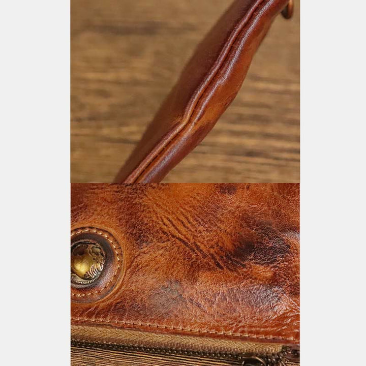 Geldbörse für Herren, multifunktional, weiches Leder, Vintage, täglicher Reißverschluss - image 13