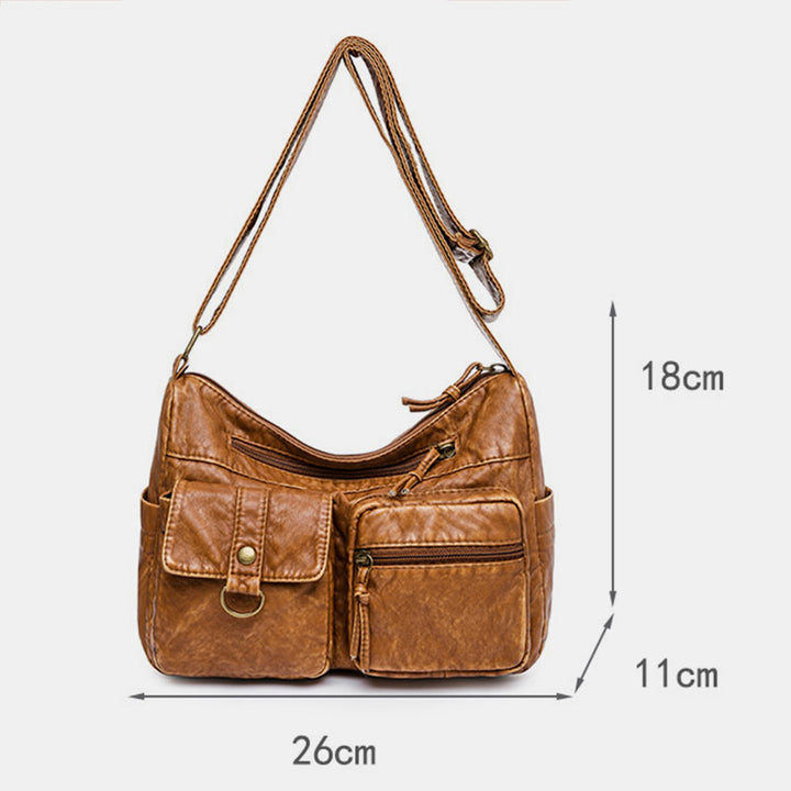 Umhängetasche im Vintage-Stil mit vielen Taschen und großem Fassungsvermögen