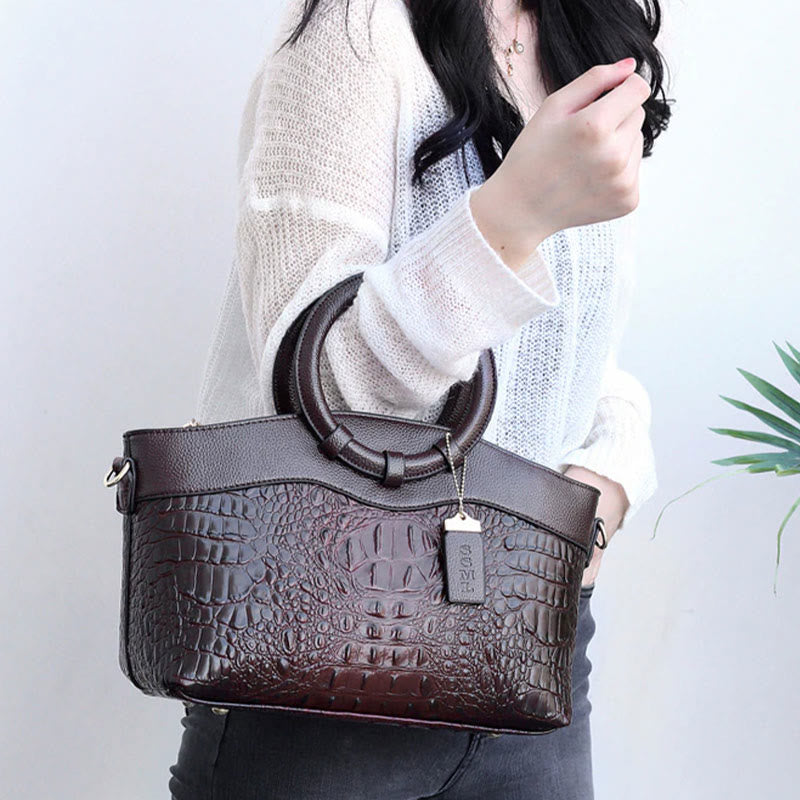 Umhängetasche mit großem Fassungsvermögen und Vintage-Prägung und Henkeltasche
