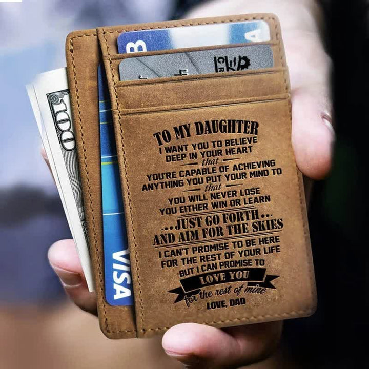 Minimalistisches, schmales, personalisiertes, graviertes Lederportemonnaie mit RFID-blockierendem Kartenhalter