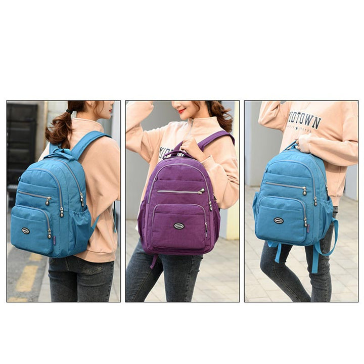 Nylon-Rucksack mit mehreren Taschen, leichter, lässiger Reise-Tagesrucksack für Damen