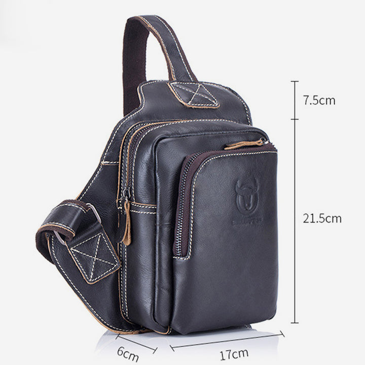 Schultertasche aus echtem Leder mit großem Fassungsvermögen