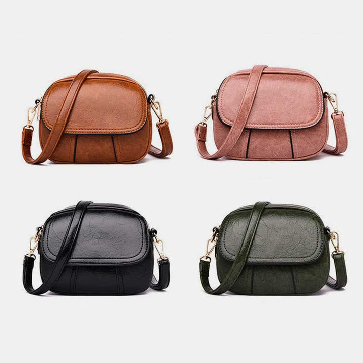 Kleine Umhängetasche aus Leder mit dreifachem Reißverschluss, Schultertasche für Damen