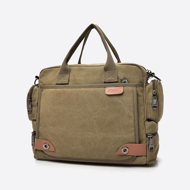 Messenger Bag für Herren, lässige Umhängetasche aus Canvas mit mehreren Taschen
